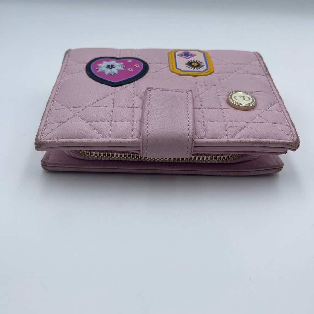 Christian Dior Pink Cannage Quilted lambskin leather lady patches wallet w/zip - Picture 3 of 15